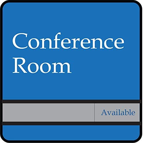 NapTags Conference Room Slider Signs (Sapphire Blue - Black Frame, 8" x 8")
