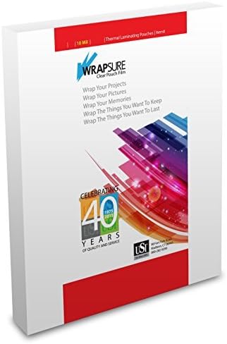 USI WrapSure Thermal (Hot) Laminating Pouches/Sheets, Menu Size, 10 Mil Thick, 12 x 18 Inches, Clear, Gloss, 50-Pack