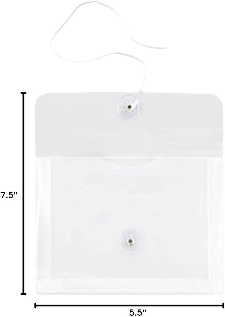 JAM PAPER Plastic Envelopes with Button & String Tie Closure - Index Size - 5 1/2 x 7 1/2 - Clear - 12/Pack
