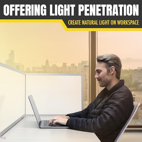 OBEX Polycarbonate Office Desk Mounted Privacy Screen Adjustable Table Top Panel Divider, Universal Aluminum Bracket-USA Made, 18" x 72", White