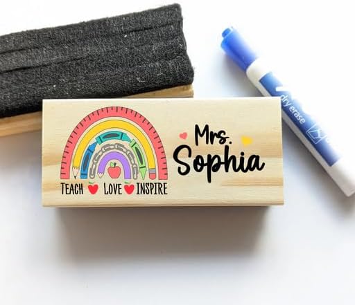 Personalized Name Chalkboard Eraser for Teachers – Dry Erase Board Cleaner –Back to School Supplies and First Day of School Gift- Custom Name