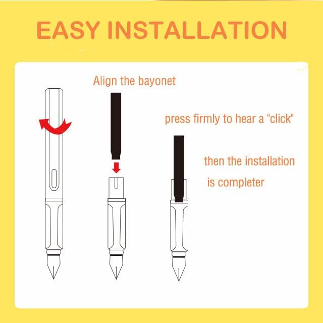 Blue/Black Pen Ink Cartridge Fountain Pen Cartridges Refillable Fountain Pen Cartridge, 3.4 mm Bore Diameter (No Erasable Blue Black)