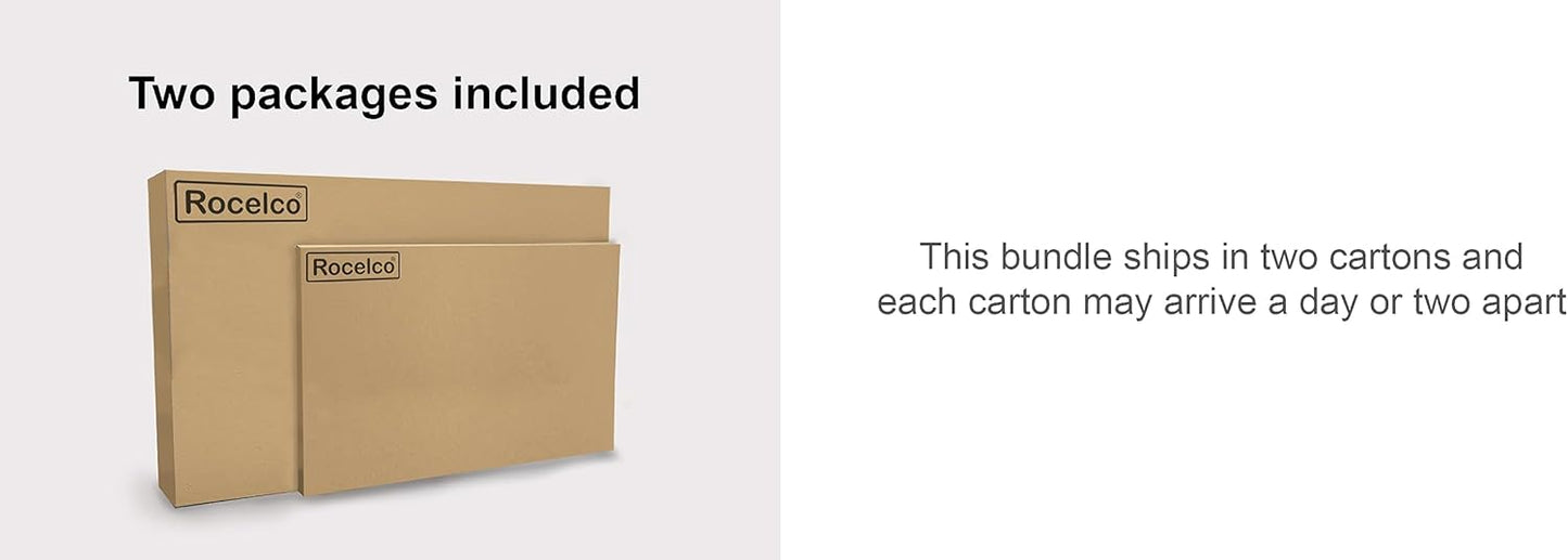 Rocelco 46" Height Adjustable Standing Desk Converter with AC USB Charger and Anti Fatigue Floor Mat - Sit Stand Up Triple Screen Riser Workstation - Keyboard Tray - Black (R DADRB-46-ACUSB-MAFM)