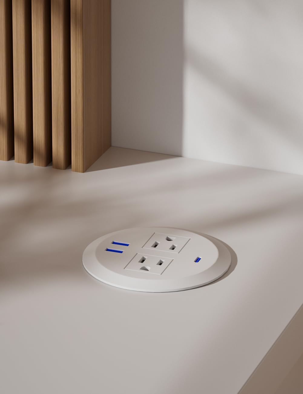 2PCS 3 Inch Desktop Power Grommet,20W USB C Fast Charging Station,3-USB Port,Flush Mount,6.5 ft Power Cord.Round Recessed Power Strip,Desk Hole Grommet Outlet for Workspace,White