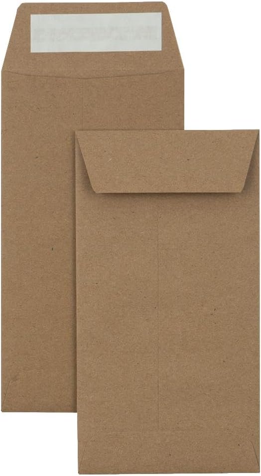LUXPaper #7 Coin Envelopes | Peel & Press | 3 1/2" x 6 1/2" | Grocery Bag Brown | 70lb. Text | 50 Qty