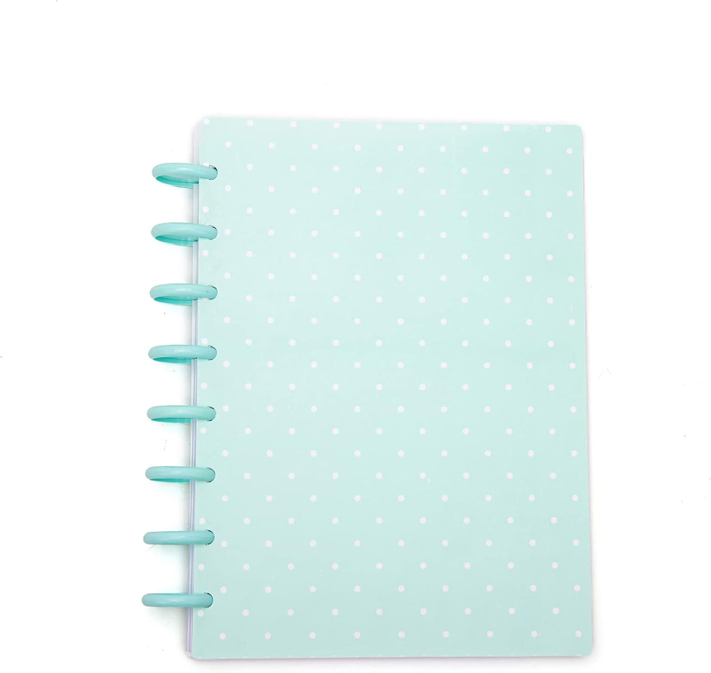 Talia Discbound Notebooks, Planner, Customizable, (Teal Polka Dot w/Sage Green Discs, Junior 18635 (5.5in x 8.5in))