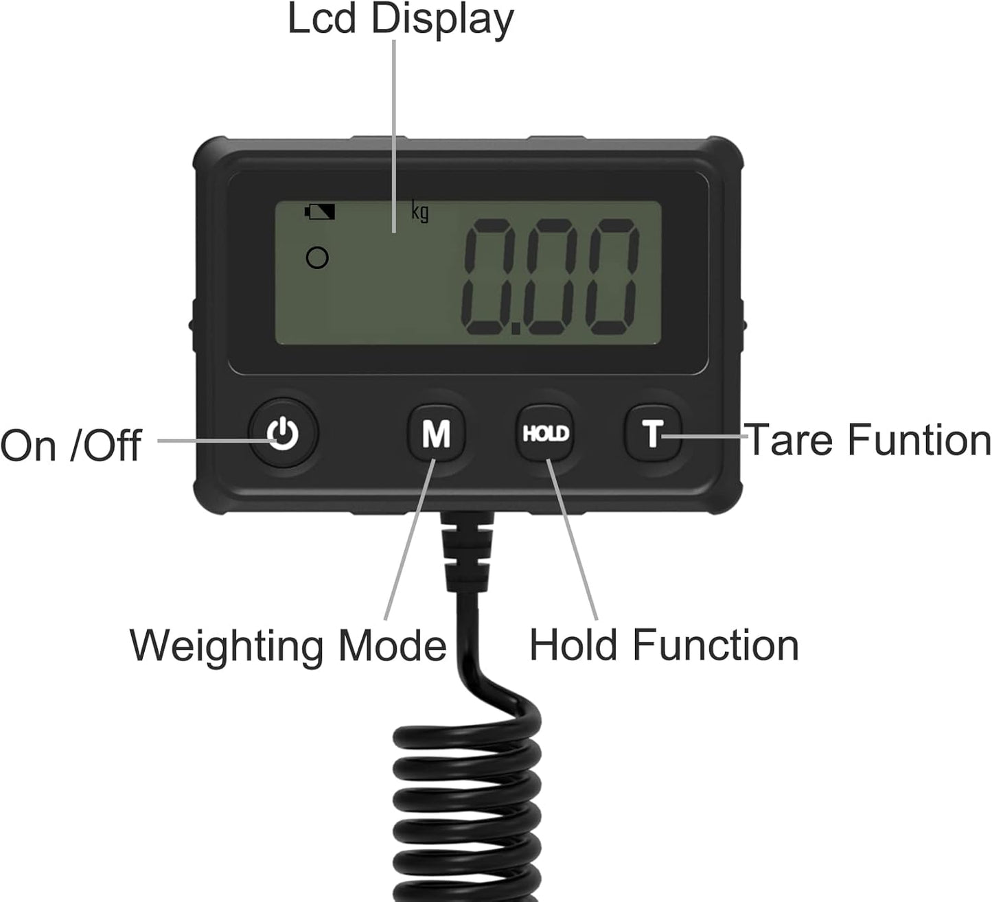 Maxus Shipping Scale 440lb, LCD Digital Postal Scale with Hold and Tare Funtion, Postage Scale for Packages Luggage Post Office Warehouse, Battery and Tape-c Power, Black