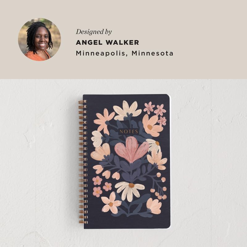 Minted Nostalgic Notebook, Writing Journal for Notes, Journaling & Planning, Durable Acrylic Free Cover, Vintage Floral Unique Design, Spiral Bound Journal Notebook with 80 Lined Pages, 5.5" x 8.5"