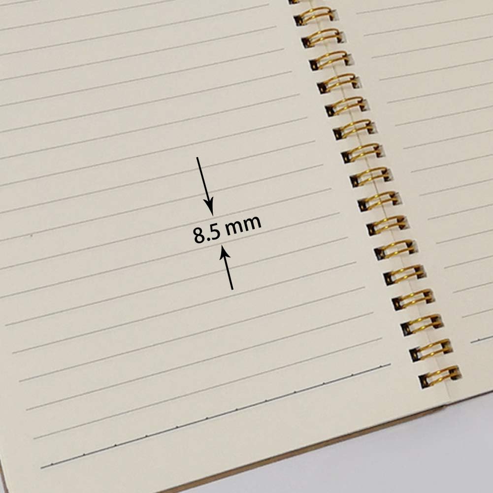 YUREE Spiral Notebook A5/Softcover Spiral Journal Lined, Wide Ruled Pages, 50 Sheets (100 Pages), 8.45" x 5.8", Brown, 20 Pack