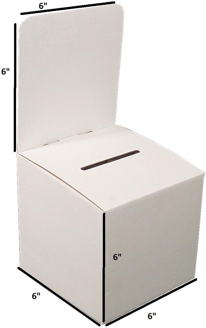 My Charity Boxes Raffle Ticket Donation Collection Ballot Box Reusable Sturdy thick Cardboard with Slot comment Suggestion Box With Removable Header 6H x 6W x 6D, Display area 6H x 6W(Black10 pack)