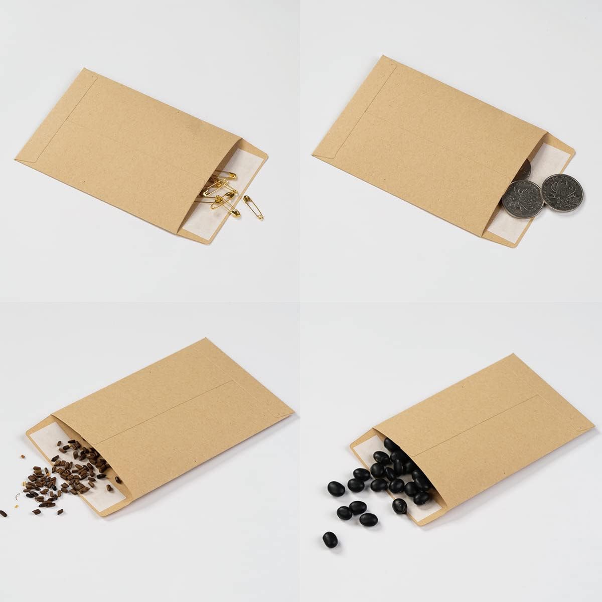 100 Pack Seed Envelopes Self-Adhesive Small Coin Envelopes Seed Storage Packets for Garden, Office or Wedding Gift (Kraft Brown, 3 1/4 ×4 1/2 inches)