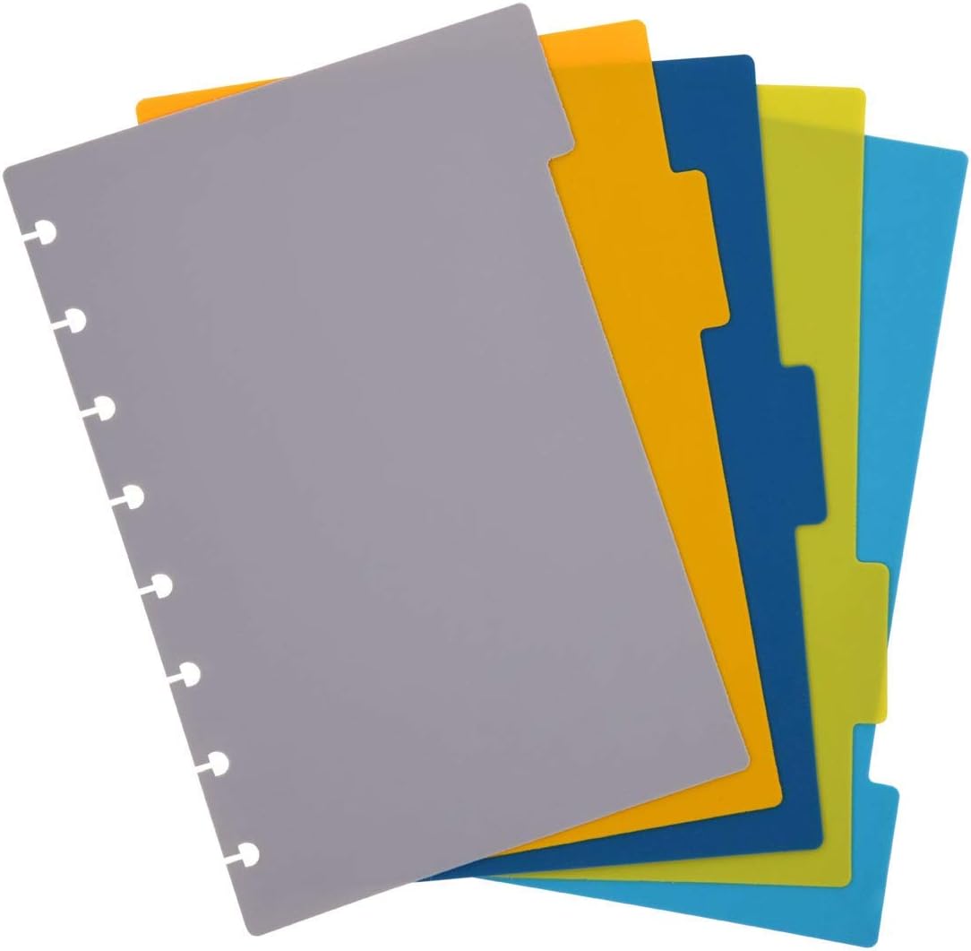 Talia Discbound Notebooks, Planner, Customizable, (White w/Energetic Turq Discs, Junior (5.5in x 8.5in))