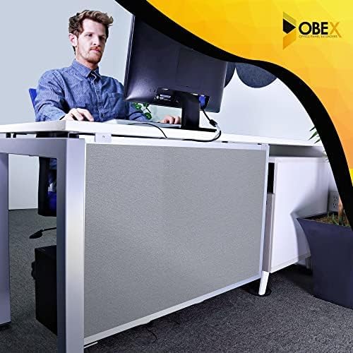 OBEX Acoustic Table Mounted Modesty Desk Privacy & Sound Absorbing Panel for Office Cubicles, 24" x 72", Overcast