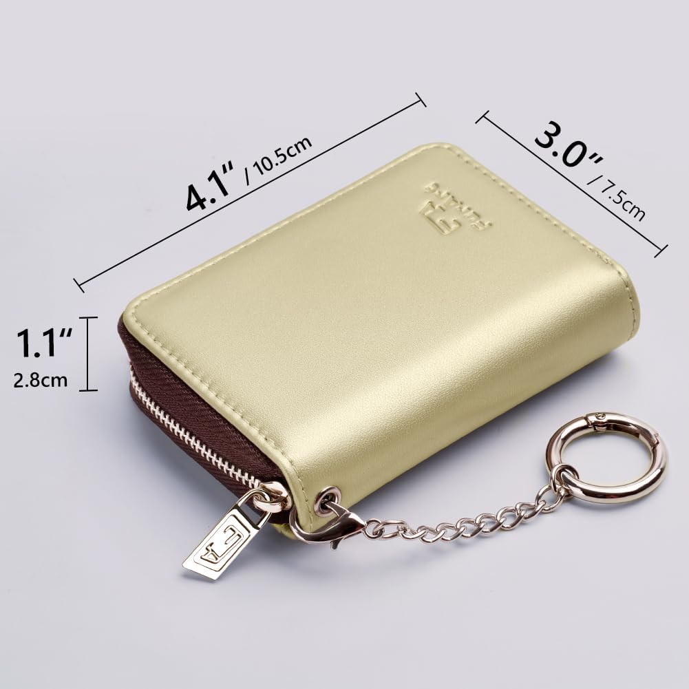 FurArt Zipper Wallet Women, RFID Blocking Credit Card Wallet, Business Card Holder, Compact Size KeyChain Wallet