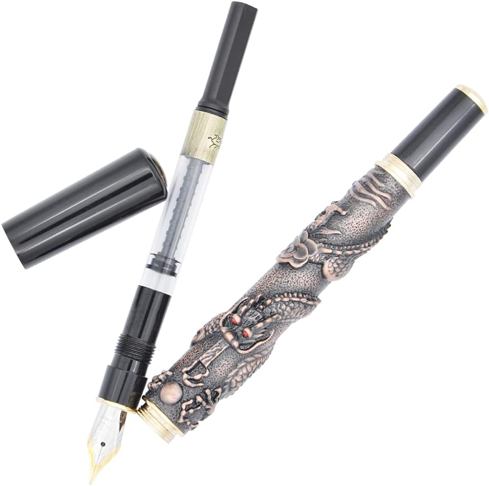 Gullor Basso-relievo Pen, Chinese Dragon, Medium Nib, a Heavy Noblest Pen Medium Nib