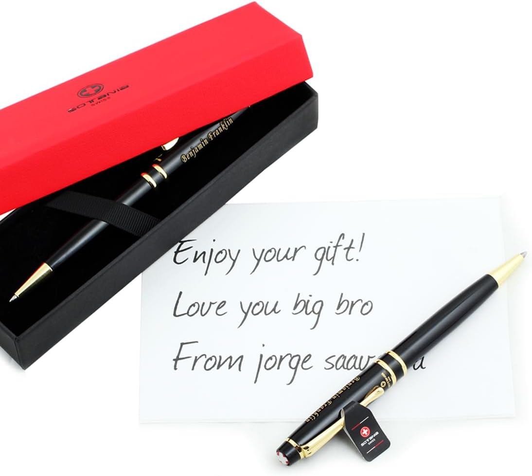 Free Engraving - Personalized Roller Ballpen, Ballpoint pen, Ball pen, Refillable Pens, Retractable Medium Point Black Ink, Custom Gifts for Men, Women, Classy Gift Box