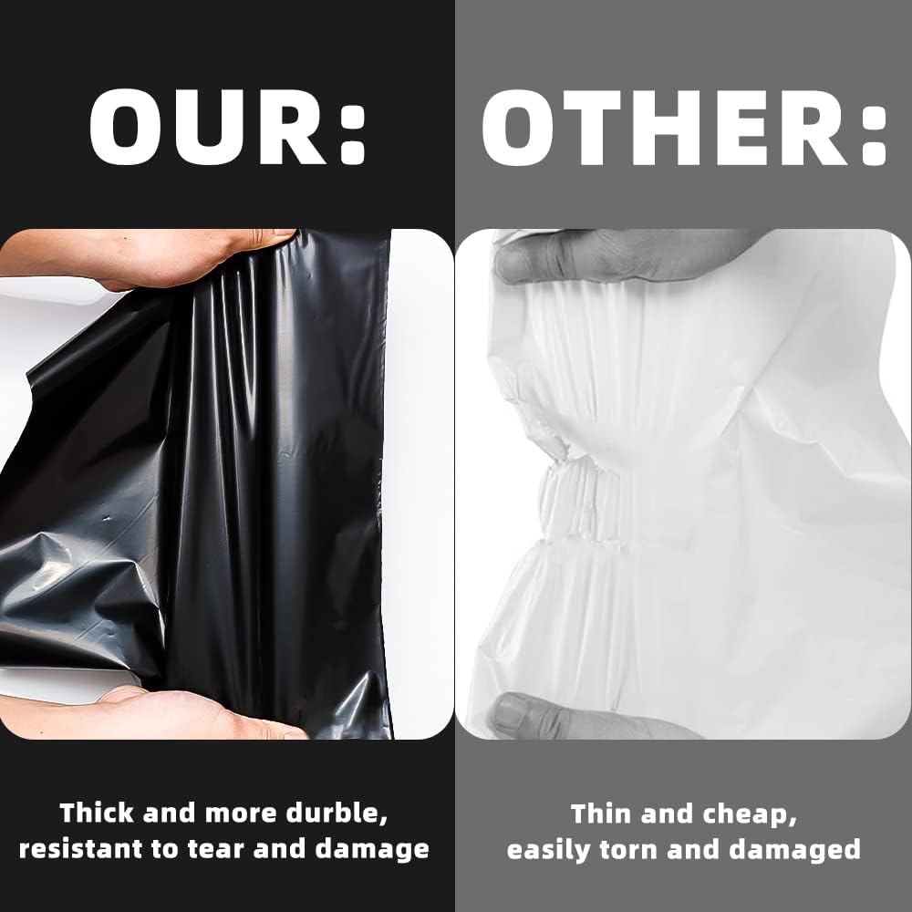 POLYSELLS 50 pcs 24x24 Inches Black Poly Mailers Shipping Envelopes, Strong Adhesive Sealing, Waterproof, and Tear-resistant Postal Mailing Bags for Clothing, Books, and Accessories