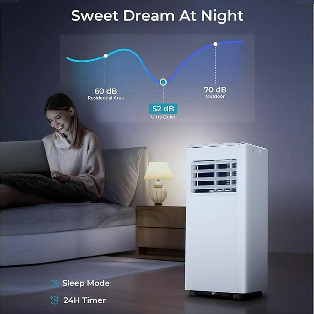 Portable Air Conditioner 10000 BTU (ASHRAE), 3-in-1 Mode AC Cools Up to 450 Sq. Ft., LED Display & Remote Control, 24H Timer, AC Unit with Window Kits for Bedroom,Dorm,Office(White)