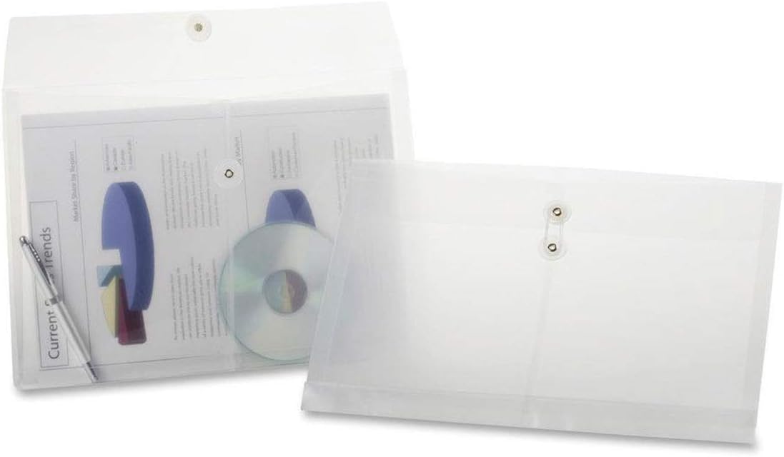 Clear String Closures Poly Envelopes Side Opening Folder Pocket Pack of 40 Bottom with Expanding Gusset (40 Pack)