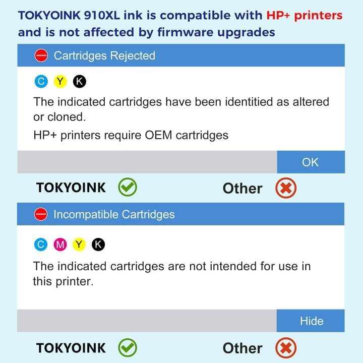 910XL Replacement for HP 910XL Ink Cartridges for HP Printers HP910 HP910XL 910 Ink Work for Office Jet Pro 8010 8010e 8015e 8020 8020e 8022e 8025 8025e 8028e 8030 8035e Black and Color - 4 Pack