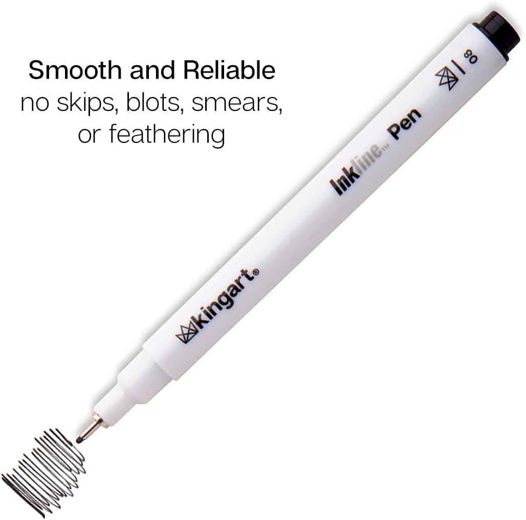 KINGART 430-10 PRO Inkline Black Micro Line & Precision Graphic Pens, 10 Assorted Nibs, BLACK Archival Waterproof Japanese Ink for Art, Illustration, Calligraphy, Sketching, Anime, Technical Drawing, Manga