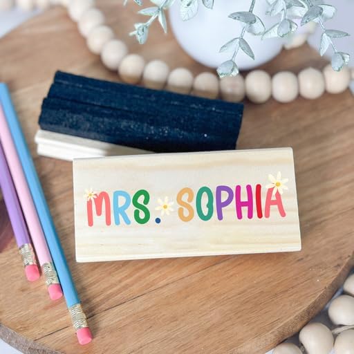 Personalized Name Chalkboard Eraser for Teachers – Dry Erase Board Cleaner –Back to School Supplies and First Day of School Gift- Custom Name