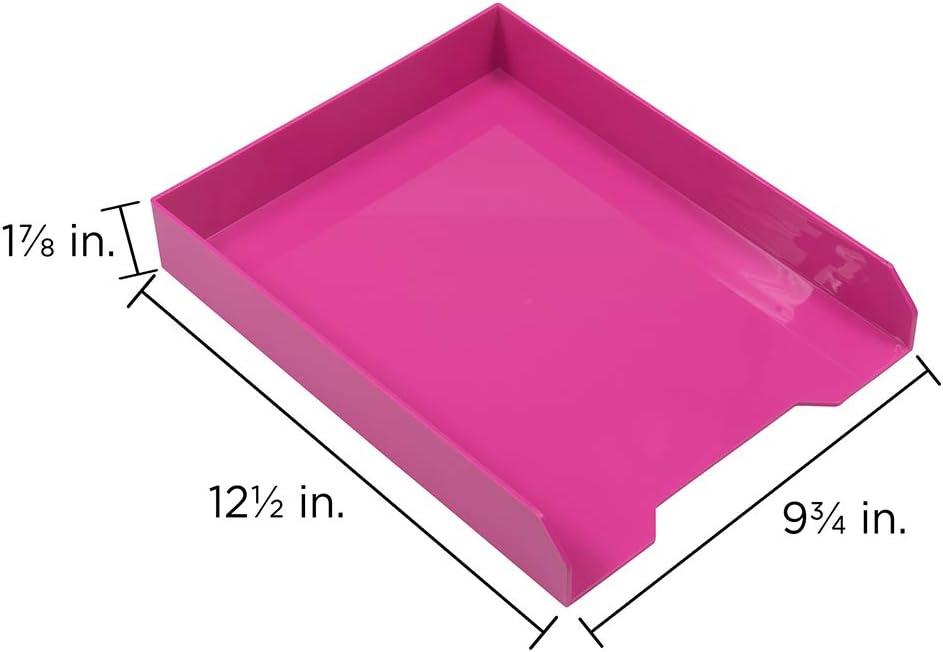 JAM PAPER Stackable Paper Trays - Pink - Desktop Document, Letter, & File Organizer Tray - 2/Pack