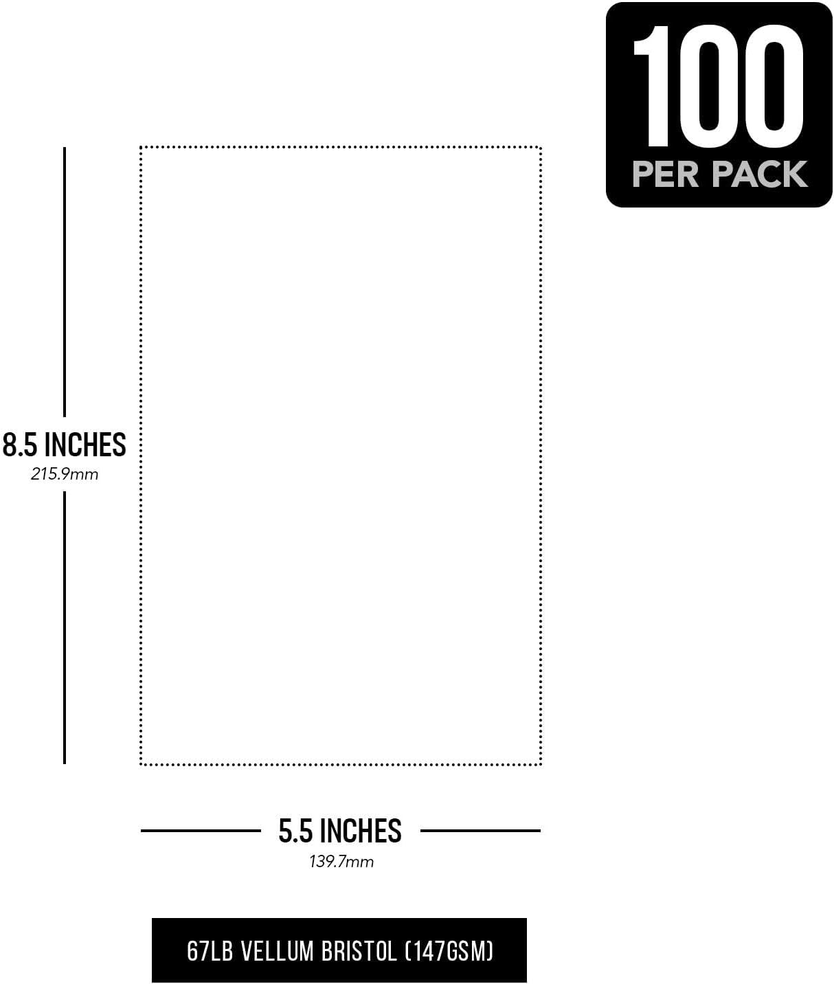 Half Letter Size, 8.5" x 5.5" Pastel Color Cardstock Paper for Arts and Crafts, Scrapbooking, Stationery Printing | Medium Weight 67lb Vellum Bristol (147gsm) Card Stock | 100 Sheets per Pack | Buff