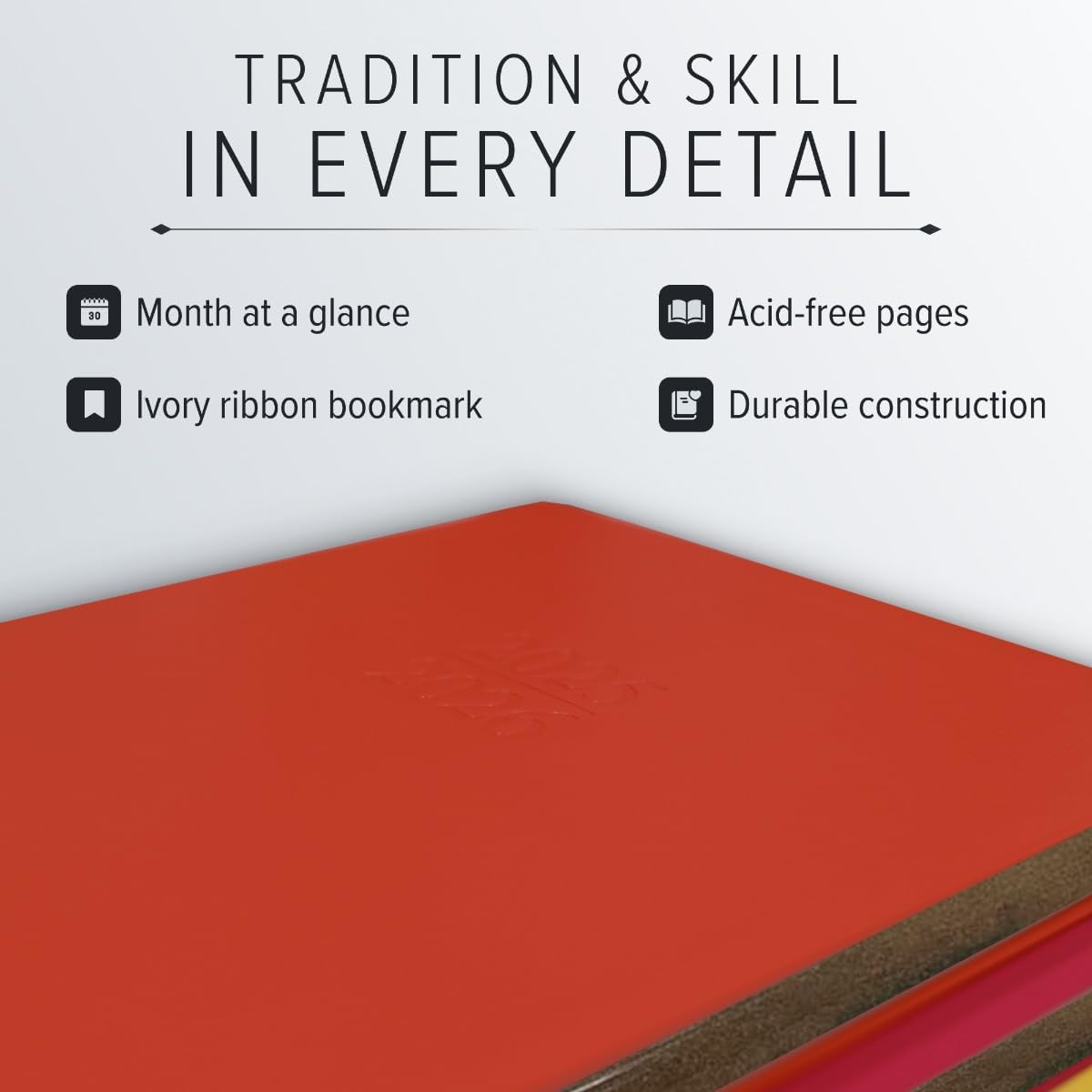 Gallery Leather Academic Planner 2025-2026, Teacher and Student Weekly Monthly Planner, Elegantly Bound Calendar with Gold-Gilded Page Edges, 18 Months - Acadia Hope - 9x7"