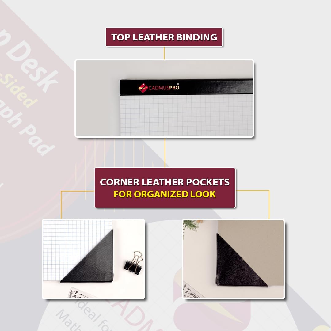 Premium Top Desk 22"x17" Large Graph Pad, Double-Side Quadrille Grid, 21-Gram Paper, 50 Sheets/Pad. Design & Drafting, Science & Math, Art & Illustration, Professional/Academic (4, White)