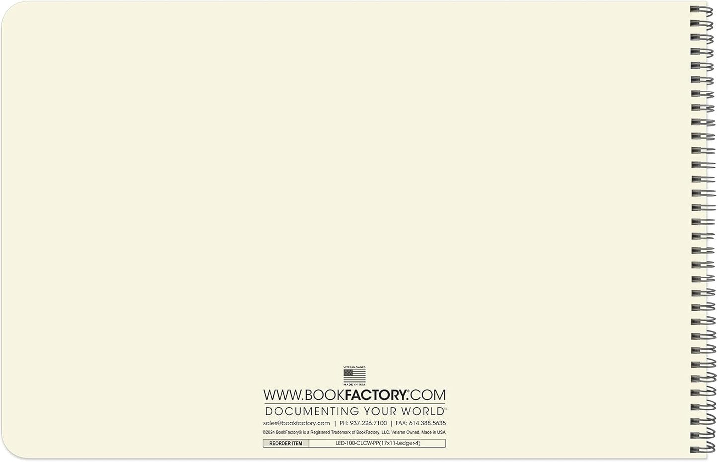 BookFactory Accounting Ledger Notebook/Large 4 Column Accounting Ledger Columnar (Four Columns) Log Book - 17'' x 11'', 100 Pages, Wire-O Landscape Format (LED-100-CLCW-PP(17x11-Ledger-4)-AX)