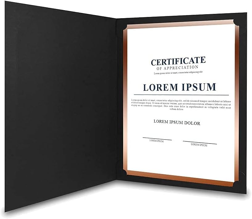 SUNEE Certificate Holders(Black, 30 Packs), Diploma Covers Gold Foil Border, for Letter Size 8.5x11 Certificates, Cardstock, Document Papers
