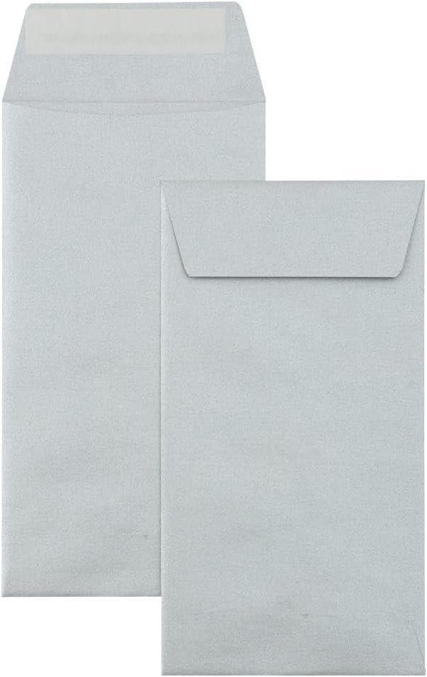 LUXPaper #7 Coin Envelopes | Peel & Press | 3 1/2" x 6 1/2" | Silver Metallic | 80lb. Text | 50 Qty