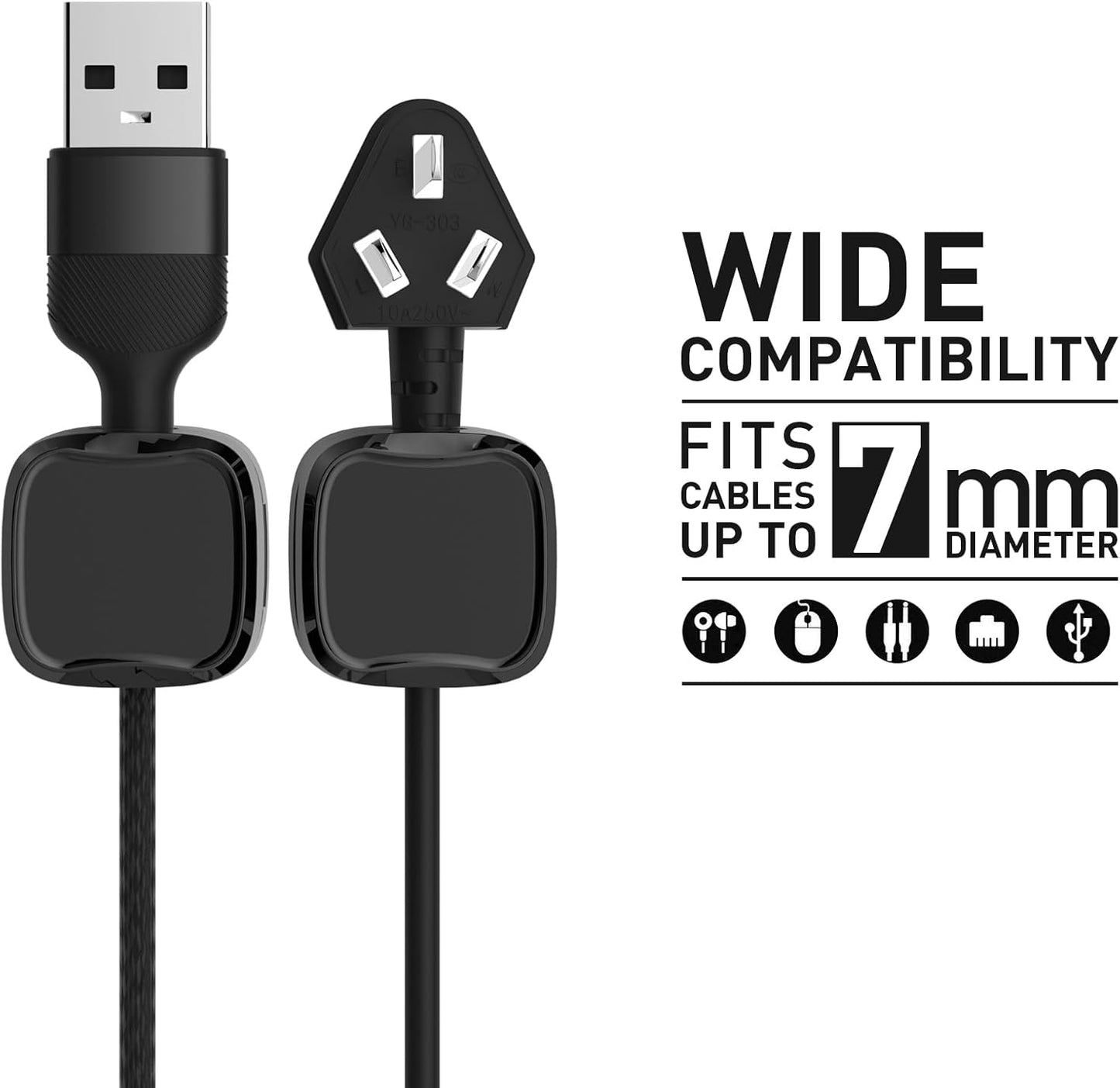 12 Pack Cable Clips, Cord Organizer, Cord Holder for Nightstand, Magnetic Cord Organizer, Strong Adhesive Charging Cable Keeper, Clip Holder