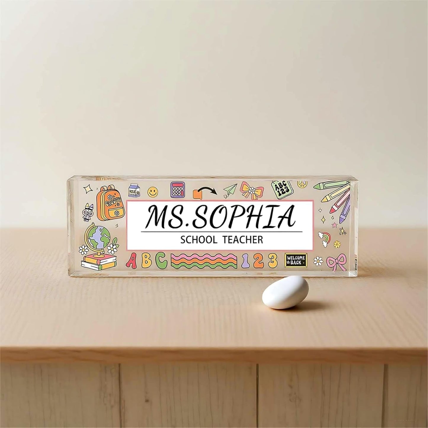 Custom Desk Name Plate, Teacher Name Plate for Desk, Office Decor for Women, Coworkers, Employee (S9)