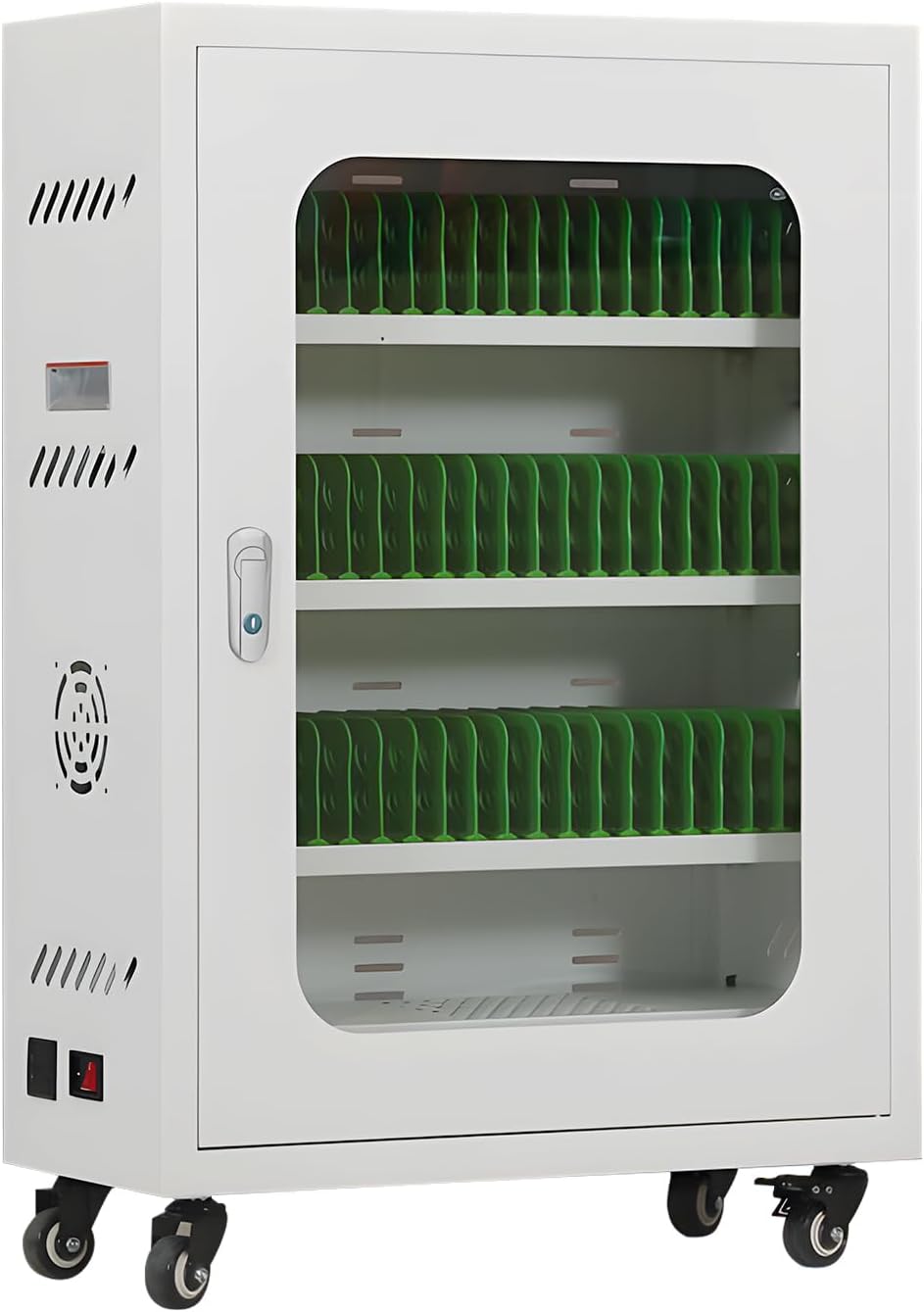 Cell Phone Charging Stations, Mobile Phone Charging Cabinet, Cellphone USB Charging Station Lockers, Rechargeable Cellphone Locker Storage Charging Station (White, 50 Slots)