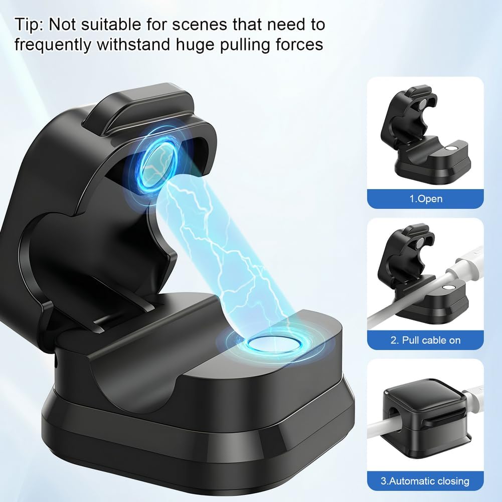 18 Pack Cord Organizer Holder,Magnetic Cable Clips Management, Easy Adhesive Phone USB Charger Cord Keeper, Hide Or Organize Desk Cable for Kitchen, Office, Car, Nightstand (Black)