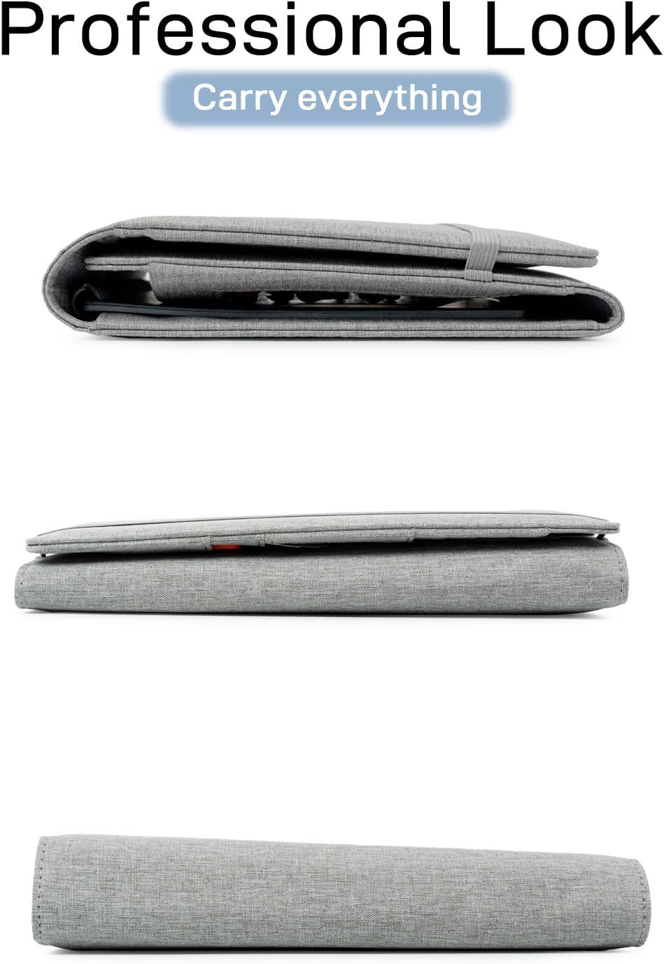 Sturdy Planner Cover for Rocketbook Smart Notebook - Water-Resistant Fabric Padfolio, Business Padfolio with Zipper Pen Pocket, Fits Executive Size A5, Rocketbook Accessories (Gray)