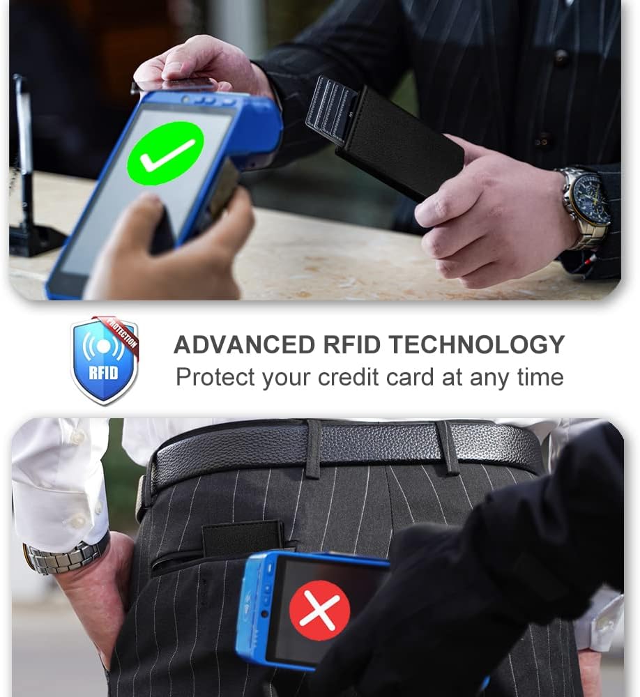 Aiuwo Airtag Wallet for Men,Mens Wallet Card Holder,Smart,Slim,Minimalist Wallet,Credit Cards Holder RFID Blocking Wallet (Airtag Wallet, Lichee Black)