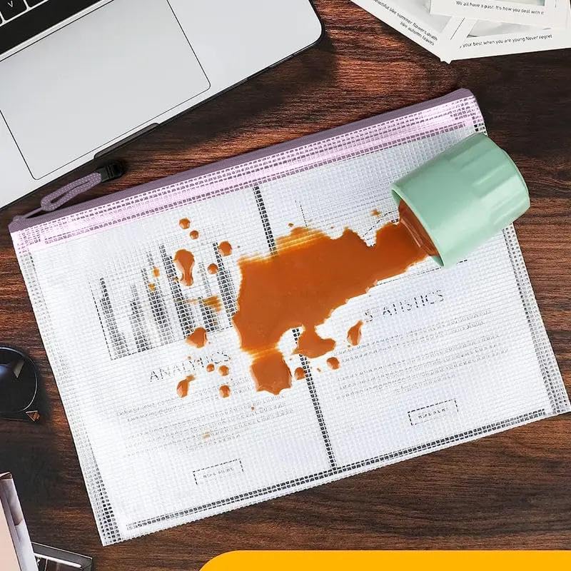 Mesh Zipper Pouch Bag,A4 Zipper Bag for Organizing Storage, Waterproof Zipper Pouch, 9" x 12"/24cm x 33cm, File Bag for School and Office Supplies (Pink)