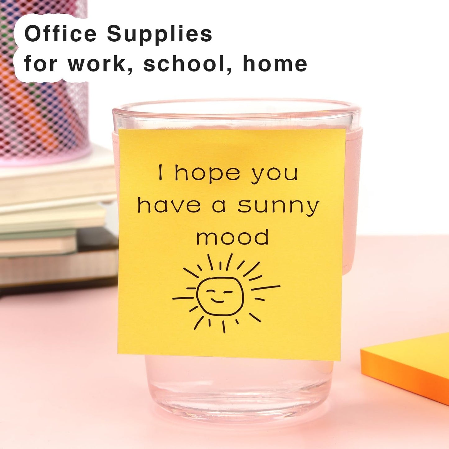 Sticky Notes 3x3 Self-Stick Notes Bright Colors Sticky Notes 4 Pads 100 Sheets/Pad (Orange)