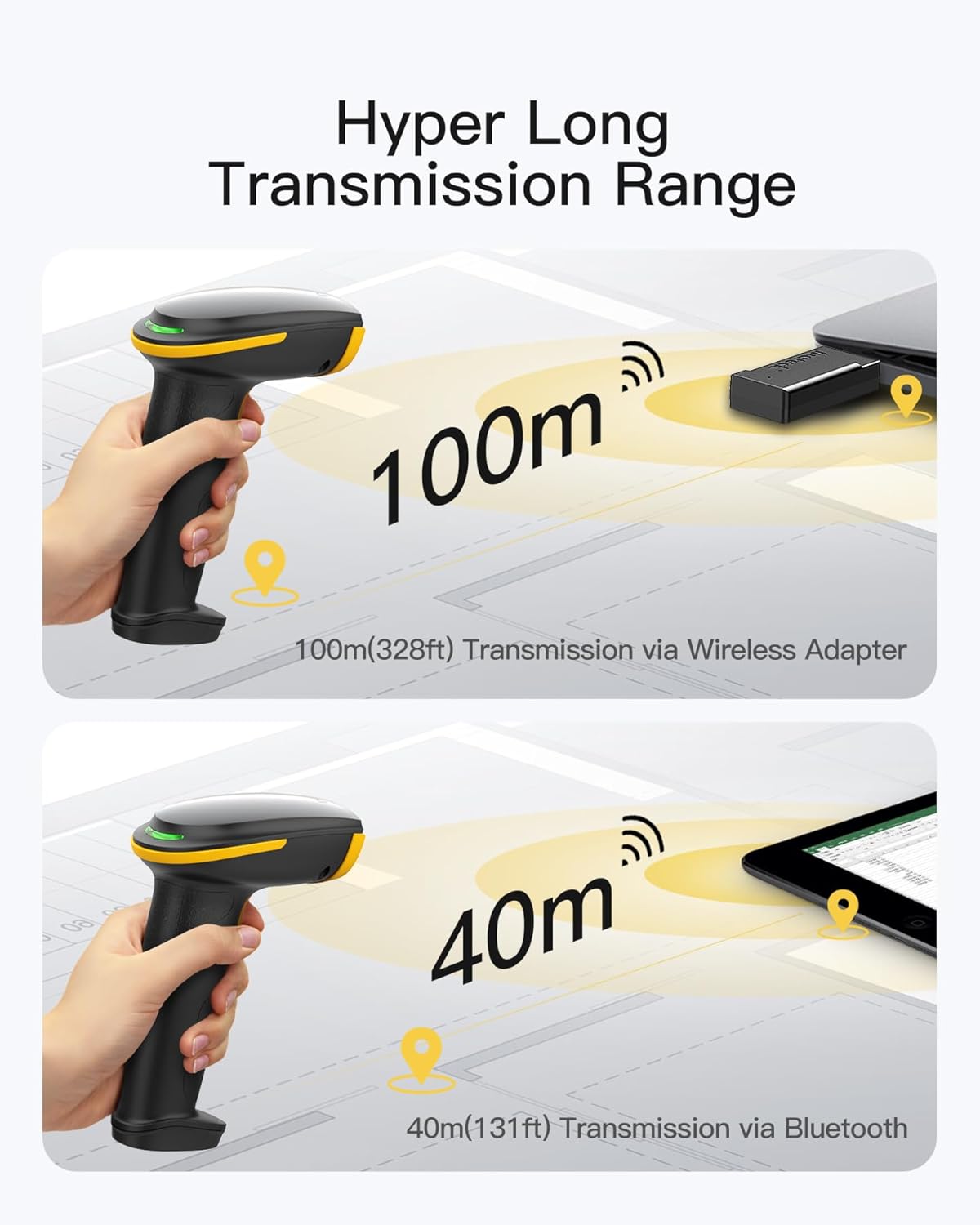 Inateck 2D Barcode Scanner, Wireless Bluetooth QR Barcode Scanner, Handheld Scanner with APP and SDK, 1 Charge for 3 Months, BCST-23