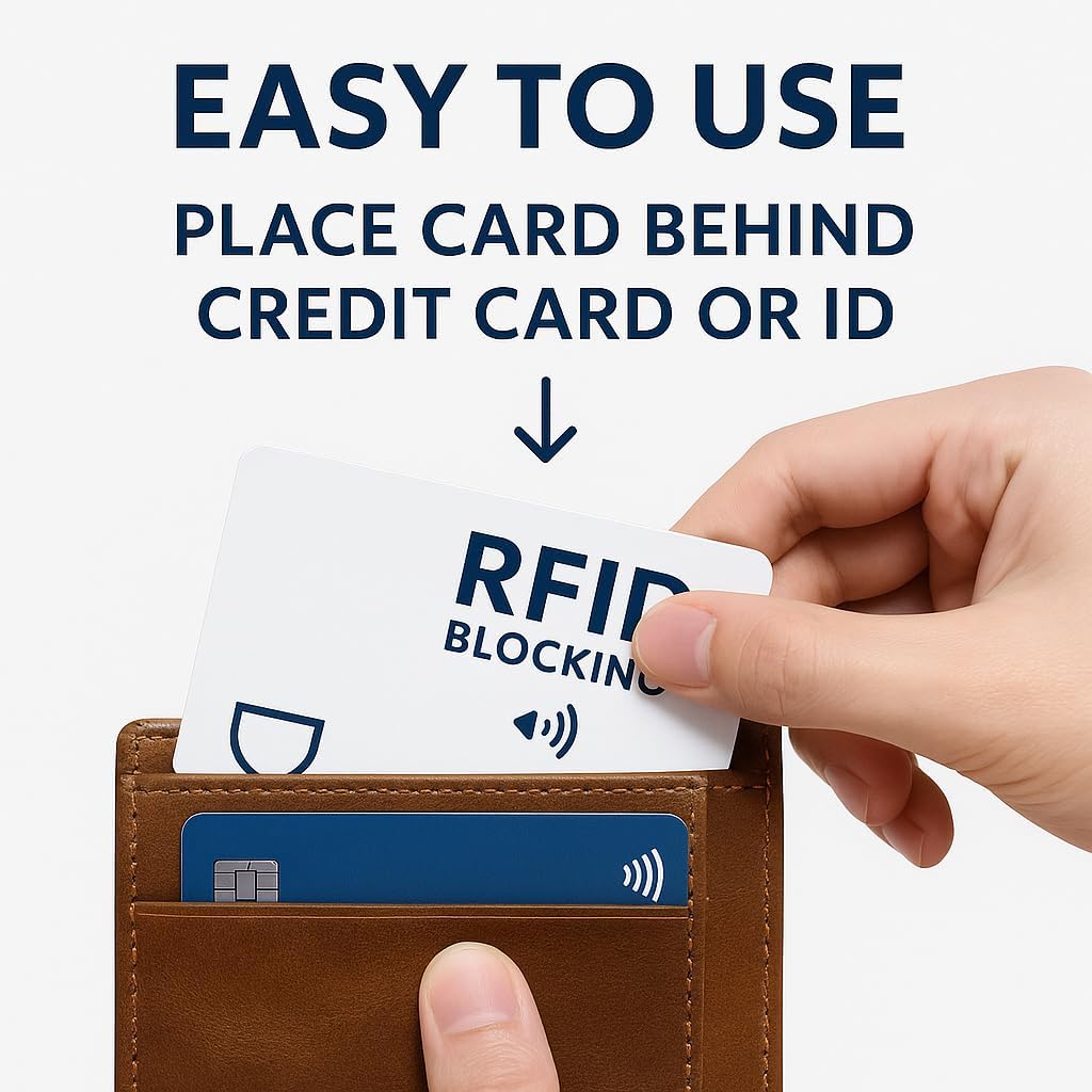 RFID Blocking Cards 6-Pack β NFC Contactless Protection for Credit, Debit, ID, ATM Cards & Passport β Slim Anti-Theft Card Blocker for Wallet & Purse (Grey)