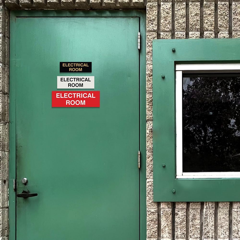 All Quality Basic Electrical Room Sign | Durable Construction | Building Safety - Lt Gray - Large (5 Pack)