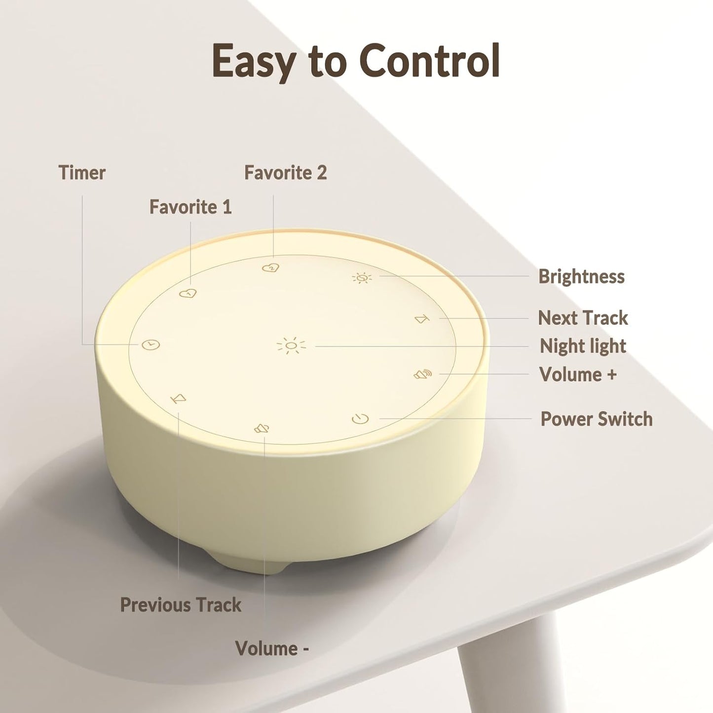 Kipcush Sound Machine & Night Light for Adults, Baby, Kids. White Noise Machine with 20 Soothing Sleep Sounds. Small Size & Portable Design for Bedroom (Putty, Small)