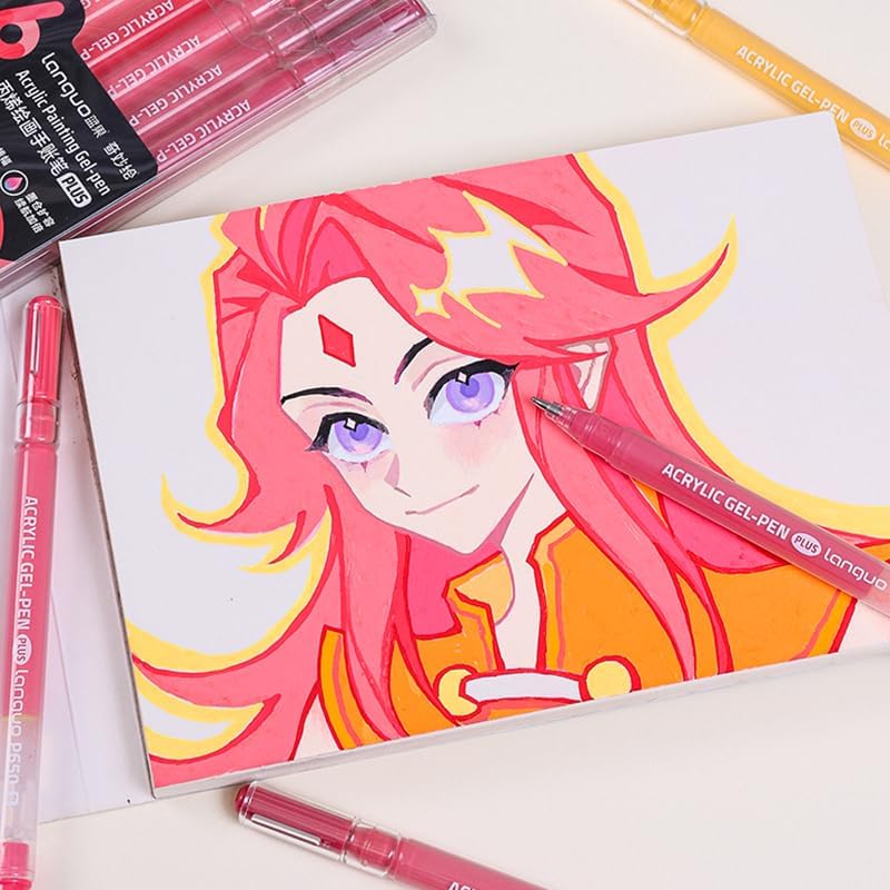 Acrylic Gel Pens for Coloring Books, Quick Dry 6 Pcs 1.0mm Fine Point Gel Marker Pen for Drawing, Journaling Art, School Supplies, Nordic Blue