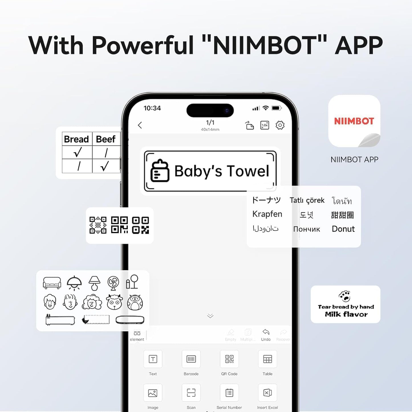 NIIMBOT B1 Label Maker Machine with 3 Tapes, 50x30mm/50x80mm/ 50x50mm Round Labels, Bluetooth Thermal Label Printer for Small Business,Office,Home,School (Blue, 1 Printer+3 Roll Label)