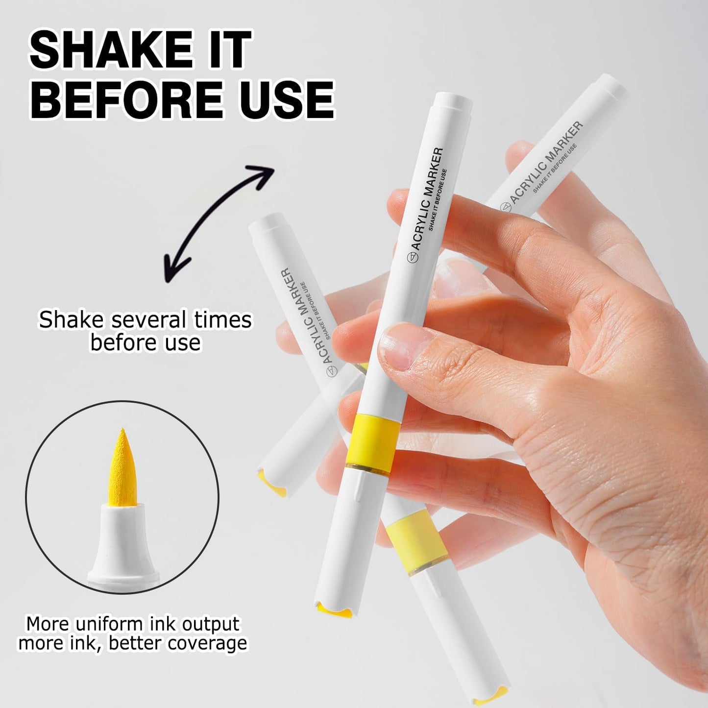 9 Color Acrylic Paint Markers, Water-Based Acrylic Markers for Artists Adults Coloring Drawing Cartoon Anime Comic - Brush Tip for Rock Painting, Wood, Canvas, Fabric, DIY Crafts (Pearl Pig Series)