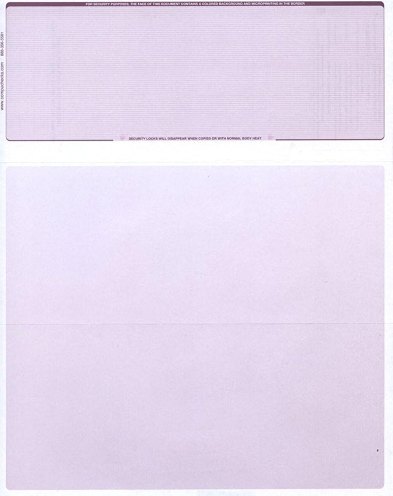 Compuchecks Check on Top Blank Check Paper - 250 Pack, Quick-Books & Laser Printer Compatible - Security Business Checks with Voucher - 8.5" x 11" Burgundy Pinstripe