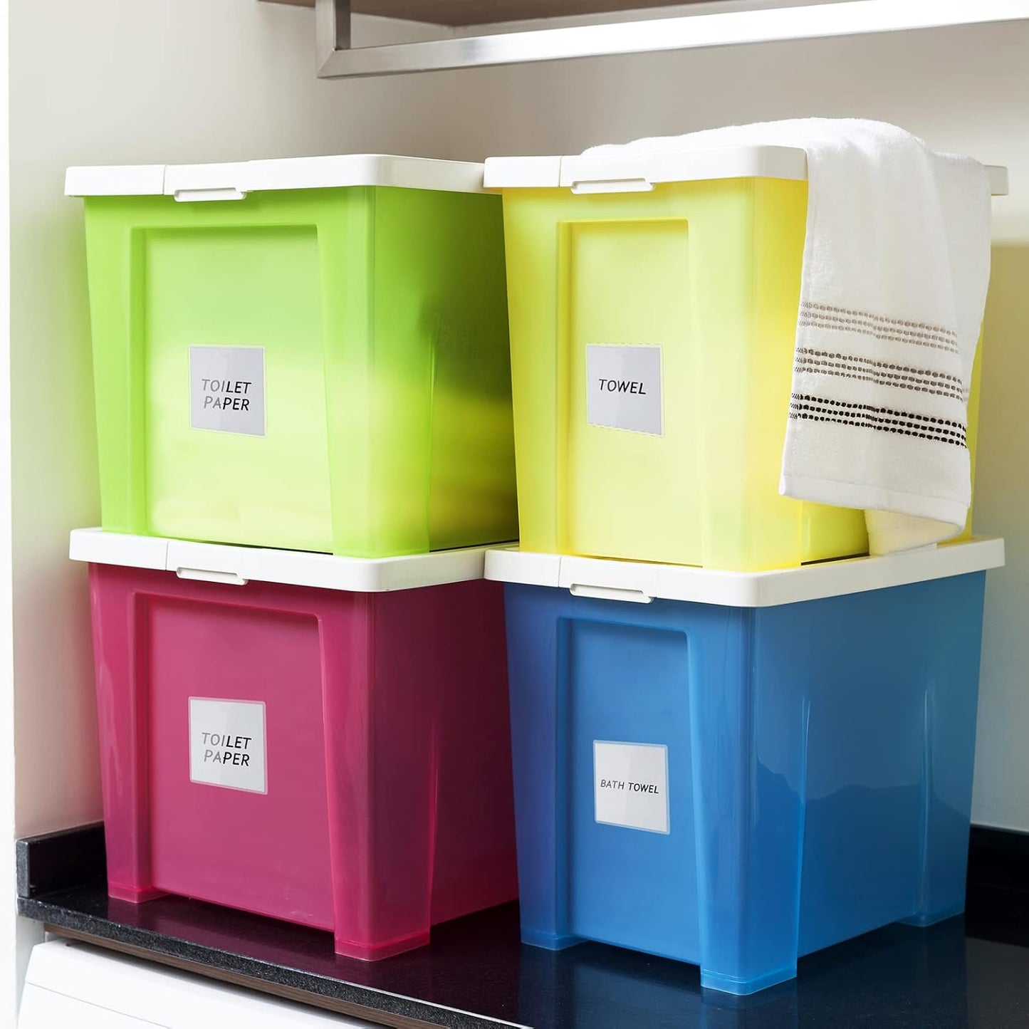 Chinco 30 Pcs Self Adhesive Pockets, Bin Labels for Storage Bins, Clear Pocket Label Sleeves, Plastic Index Card Holder with Top Open for Organizing Bins Box Drawer(3.5 x 3.5 Inch)